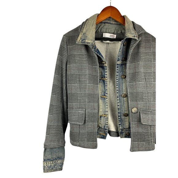 Amici Womens Double-Layer Plaid & Denim Jacket M - Picture 4 of 5